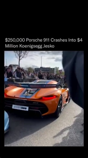 Billionaires on Instagram: "A rare and heartbreaking moment for car enthusiasts — a Porsche 911 GT3 crashes into a $4 million Koenigsegg Jesko. With so few Jeskos in existence, any collision is more than just costly — it’s a blow to a masterpiece of automotive engineering. 🎥: @subprocess0 #richlifestyle #explore #luxury #car #memes"