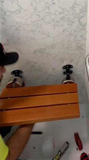 Installing a shower seat #shower #showerseat #bathroomremodel #diy #bathroom #homeimprovement
