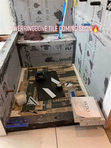 Herringbone tile #foryou#foryoupage#fyp#bathroom