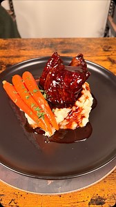 Coca-Cola Braised Short Ribs with Mashed Potatoes & Glazed Carrots Ingredients Short Ribs 4–5 lbs bone-in beef short ribs Kosher salt 1 cup onion, medium dice 1 cup celery, chopped 1 cup carrots, chopped 4 cloves garlic, minced 2 Tbsp tomato paste 5 sprigs thyme 2 sprigs rosemary 4 parsley stems 4 bay leaves 3 cups beef stock 3 cups Coca-Cola Mashed Potatoes 4 large russet potatoes 1–1½ cups heavy cream 1 stick (½ cup) butter Salt to taste Glazed Carrots 6 carrots, peeled 2 Tbsp butter 4 Tbsp wa