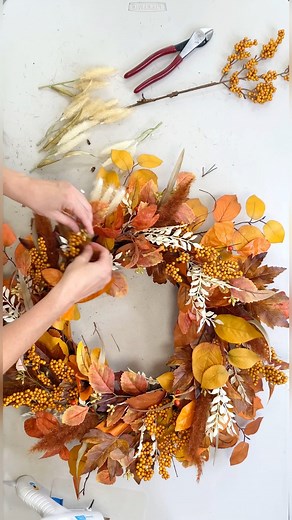 How to make a fall wreath! Watch the full step by step tutorial on my YouTube channel! #wreathmaking #wreathmaker #fauxflorals | Jenny’s Wreath Boutique
