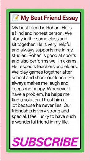 Best Friend Essay - Simple English Writing for Class Students #EssayWriting #LearnEnglish #Student