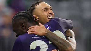 AFL: Jordan Clark takes a big grab for Fremantle.