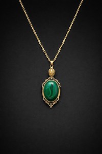 Vintage-style Malachite Pendant Necklace – Green Malachite Oval With Gold-tone Setting - Etsy