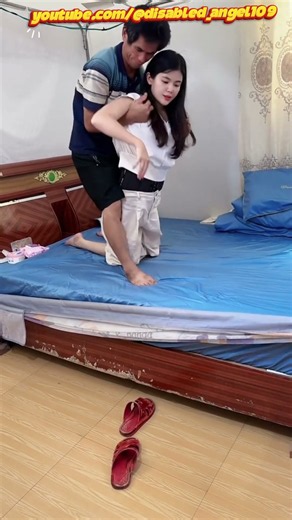 Paraplegic girl exercise on bed 4 #paraplegic #wheelchair #disability