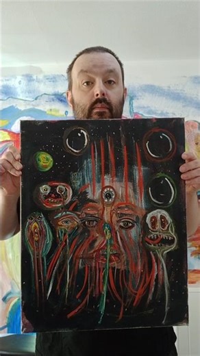 fantastic cool abstract acrylic eye character painting