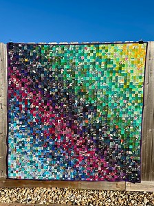 Pixel Ombré Quilt: Handmade 72" Square Patchwork - Etsy