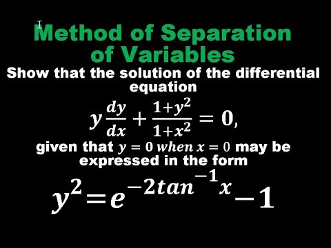 1st Order ODE The Method of Separation of Variables Example 1