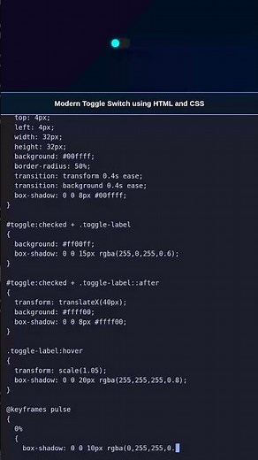 Sleek Toggle Switch | Modern HTML CSS #htmlcss #webdevelopment #coding