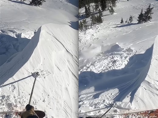 Skier Perfectly Predicts Where Cornice Will Break & Triggers Avalanche