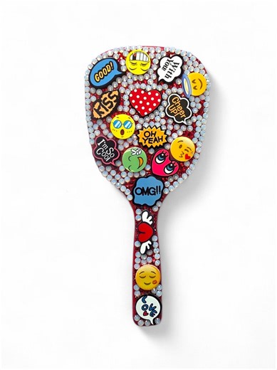 Pop Art Emoji Hand Mirror | Rhinestone Embellished Vanity Accessory - Etsy