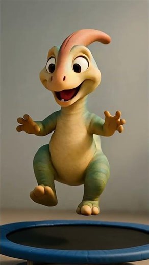 Cute Parasaurolophus Jumping on a Trampoline | Funny Dinosaur Animation 🥳🦕