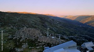 Mobile phone transmission network tower and ski chairlift on mountain in Thredbo, New South Wales, Australia