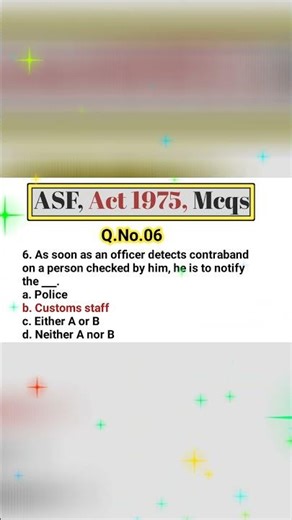 ASF Test Preparation | ASF Act 1975 Mcqs #asf #asfjobs2025 #asfwrittentest #shorts #testpreparation