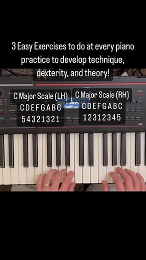 2K reactions · 508 shares | 3 Piano Exercises and Warmups to do at every practice session to increase skill, dexterity, and theory! #pianowarmup #pianoexercise #pianoscales #scalesandarpeggios #pianolessons #beginnerpiano | Digital Piano School | Facebook