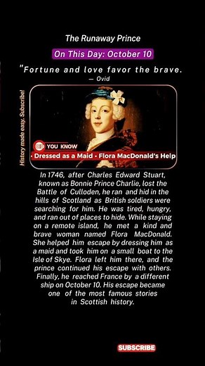 Did You Know: Bonnie Prince Charlie Escaped Dressed as a Maid?