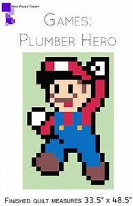 Pixelated Plumber Hero Quilt Pattern: Comic Book Video Game (33.5" X 48.5") - Etsy