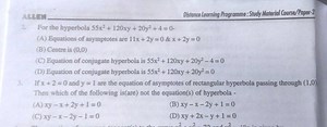 If x+2=0 and y=1 are the equation of asymptotes of rectangular ... | Filo