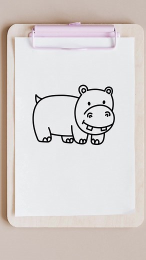 how to draw a hippo #howtodraw #cutedrawing #drawing #drawingtutorial ...