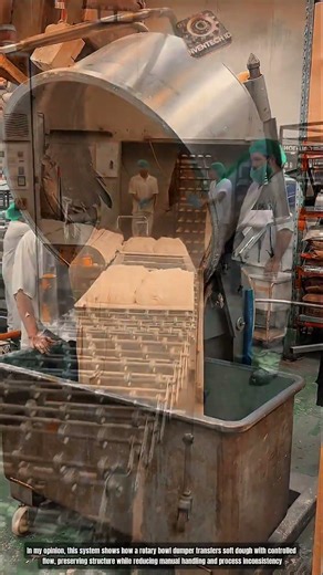 How Rotary Bowl Dumper System Transfers Dough Into Gentle Flow Conveyor
