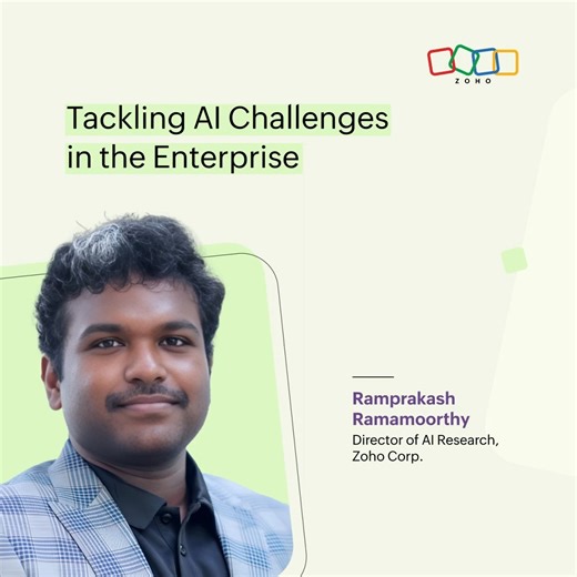1K views | In collaboration with The Six Five Media, Ramprakash Ramamoorthy explains how enterprise users can benefit from both narrow AI models and large language models, expanding upon how a tailored approach can meet their unique needs. Take a look  https://zurl.co/ewE7 | Zoho | Facebook