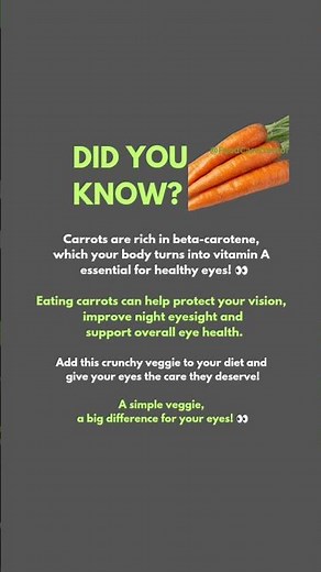 Did You Know? Carrots Improve Vision 🥕👀 Health Facts