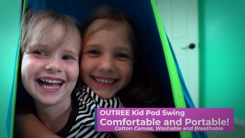 OUTREE Kids Pod Swing Seat, Cotton Child Hammock Swing Chair, Sensory Swing for Indoor and Outdoor Use, Blue