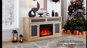 65 Inch TV Stand with Electric Fireplace, Fireplace Entertainment Center with Storage/Sliding Door/Remote Control, Fire Place TV Stands for Living Room Bedroom (White - 23'' Fireplace)