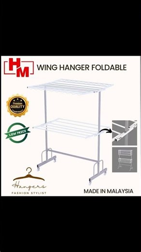 ￼HM Home 3 Tier W104 Clothes Wings Hanger Foldable Indoor Outdoor Drying Rack #shopeeytdeals
