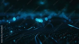 Explore digital world with abstract blue background glowing data pathways and circuit patterns. Concept Abstract Art, Blue Background, Glowing Data Pathways, Circuit Patterns, Digital World