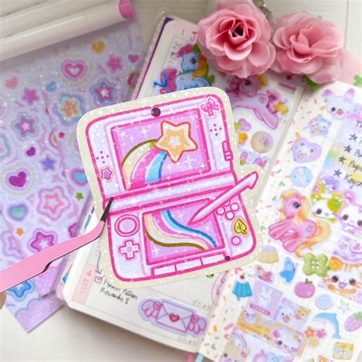 White Star 3DS Rainbow Nostalgic Sparkly Holographic Star Sticker: Girly Journal Scrapbook Decor - Etsy