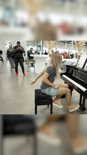 Gamazda on Instagram: "I played public piano at the airport ✈️ Watch full video on YouTube 🎹 #thecrenberries #zombie #piano #gamazda #publicpiano #pianoperformance #cover #live #livemusic #pianist"