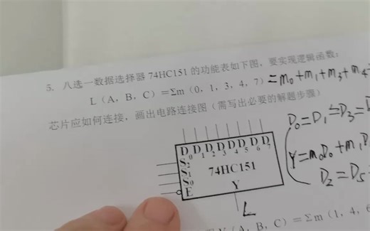 数字电路与逻辑设计 八选一数据选择器74HC151实现逻辑函数 | 芯片如何连接？-云朵都笑啦-数字逻辑-哔哩哔哩视频