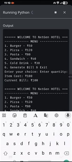Hotel Management System in Python | Menu, Billing, GST & Discount | Python Mini Project