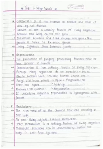 The Living World notes | Class 11th Chapter 1 Biology notes #notes #shortnotes #biology