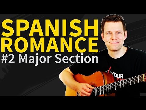 How To Play Spanish Romance Guitar Lesson & TAB #2 Major Section