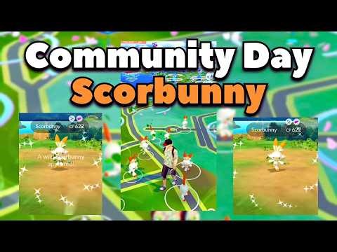 Catching Shiny Scorbunny on Community Day | Pokémon GO #pokemongo