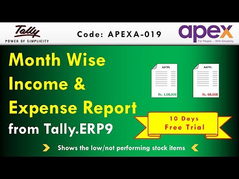 Monthly Income & Expenses Reports In Tally.ERP 9 | By Apex Tally Solutions.