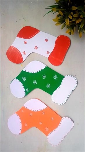 santa socks #christmas #craft christmas stocking craft #papercraft #diy #santa #viral #shorts