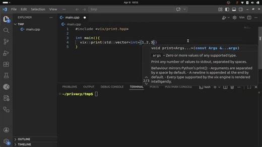 Vix.cpp makes printing in C++ ridiculously simple | Gaspard Kirira