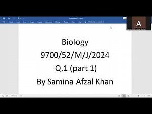 A level Biology 9700 Paper 52 May June 2024 Q.1