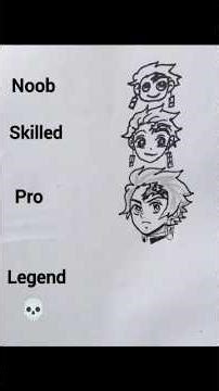 Tanjiro Speed Drawing | Noob ➝ Skilled ➝ Pro ➝ Legend 🔥🎨 (4 Levels)