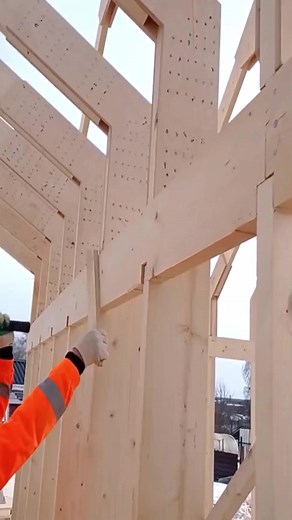 Great timber hammering for frame connection hint #construction #engineering #engineer #civilengineering #fyp #building #reels #viral | VIP construction tips