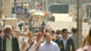 Crowd Walking New York City Street Times Square Blurred Motion Manhattan People Tourism USA Pedestrians Lifestyle Tourists Famous Footage