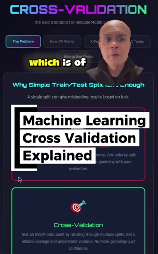 Machine Learning Cross Validation Explained #machinelearning #datascience #ai