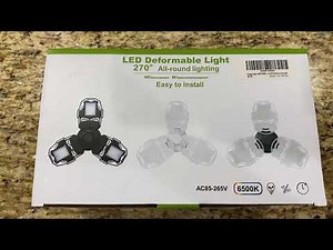 LED Garage Lights 80W 8000LM Deformable Garage Ceiling Light Review Unboxing