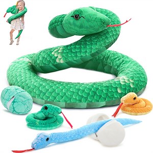 Muiteiur 6Pcs Snake Stuffed Animal 55'' Giant Snake Plush Toy with 3 Babies and 2 Snake Eggs - Walmart.com