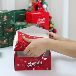 BABORUI Christmas Surprise Gift Box Explosion for Money With Confetti, Seeroze Surprise Money Box for Cash Gift (Red Snowman)
