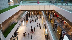day time singapore city center shopping mall main hall slow motion top panorama 4k