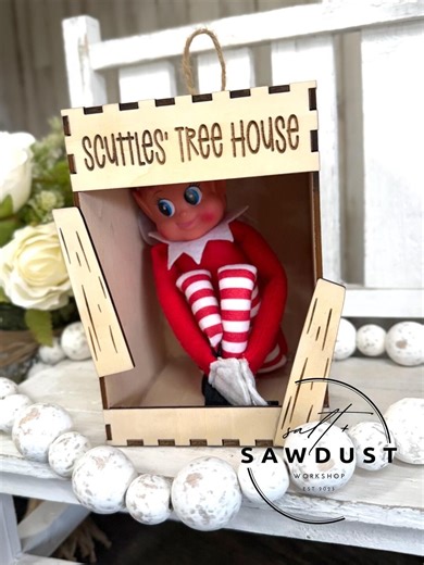 Elf Tree House, Personalized Elf Tree House, Elf Prop, Christmas Elf - Etsy